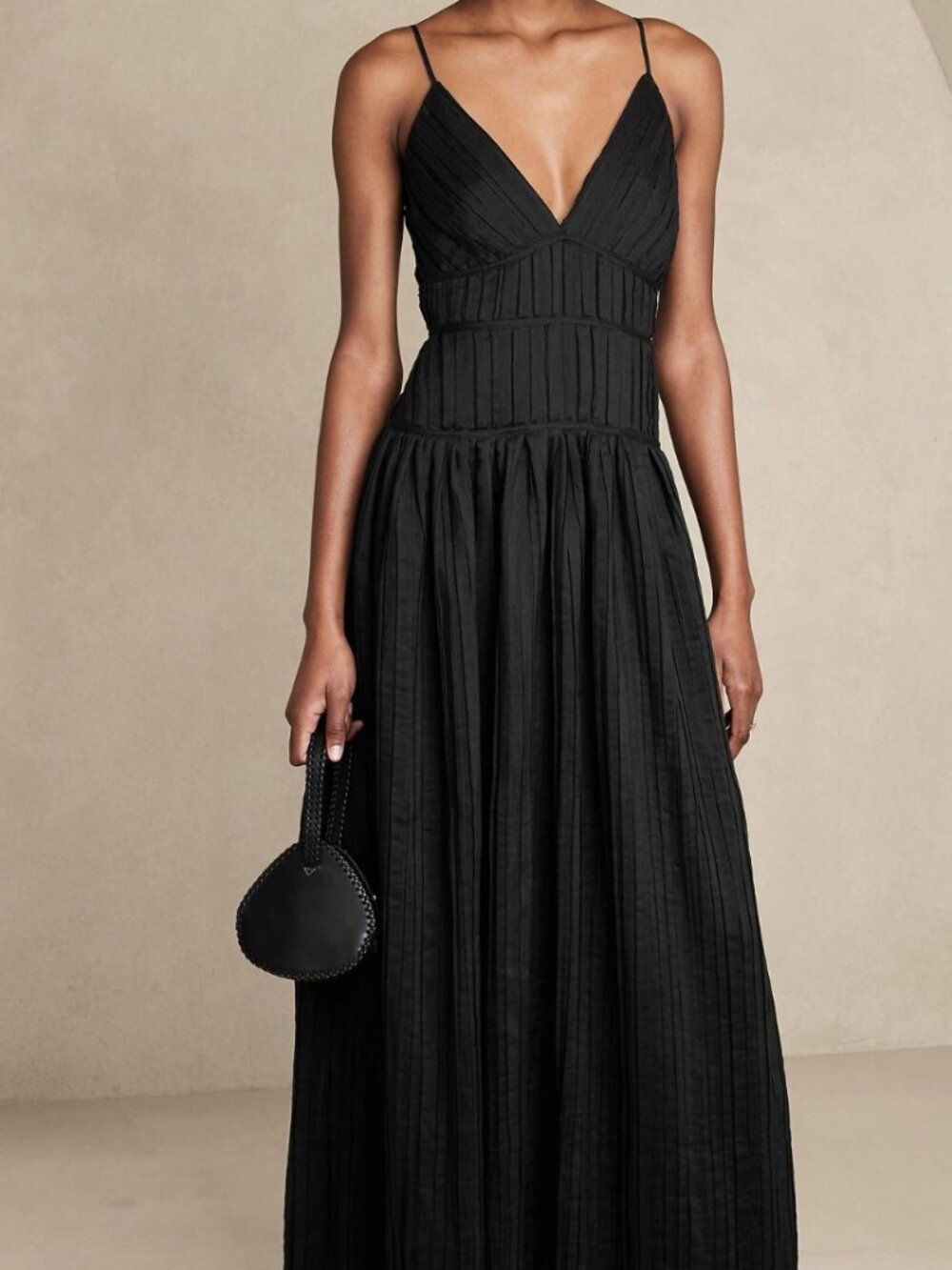 Linen Blend Jacqui Pleated Maxi Dress with Original Tags by Banana Republic
